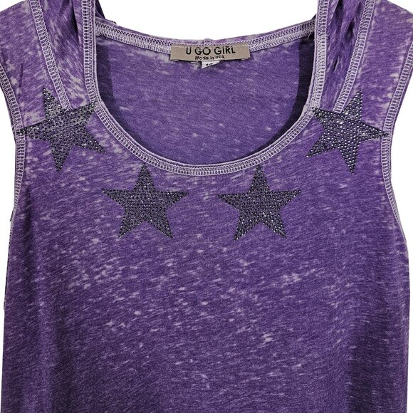 Starry Night Girl's Purple Burnout Hooded Tank - Picture 3 of 6